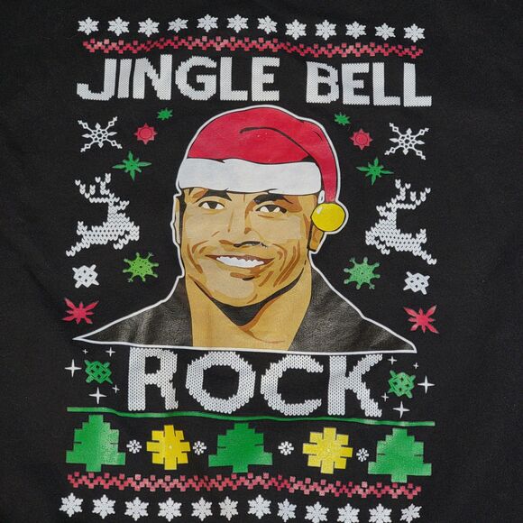 Gildan Crew Neck LS Sweatshirt Jingle Bell "Rock" Black - Size Medium - Picture 1 of 4